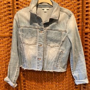 Cropped Raw Hem Jean Jacket